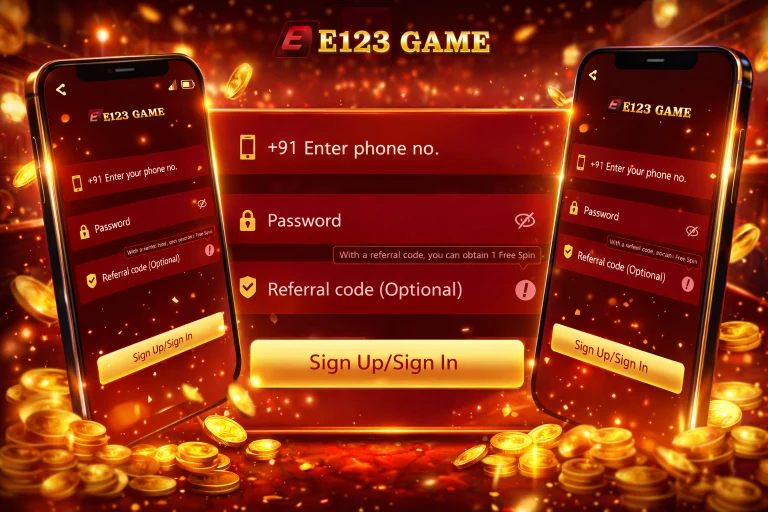E123 Game singup and longin page interface